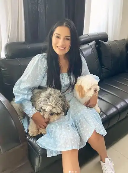 Sara Gurpal with her pet dogs